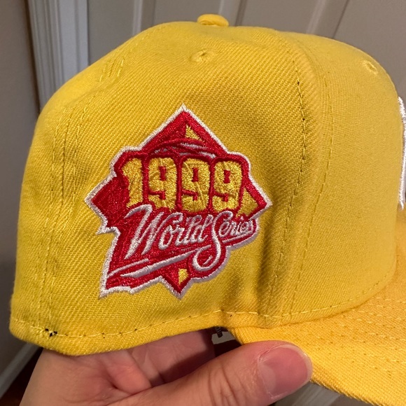 New Era 5950 New York Yankees 1999 World Series Yellow/Red Fitted Hat Men - Picture 3 of 6